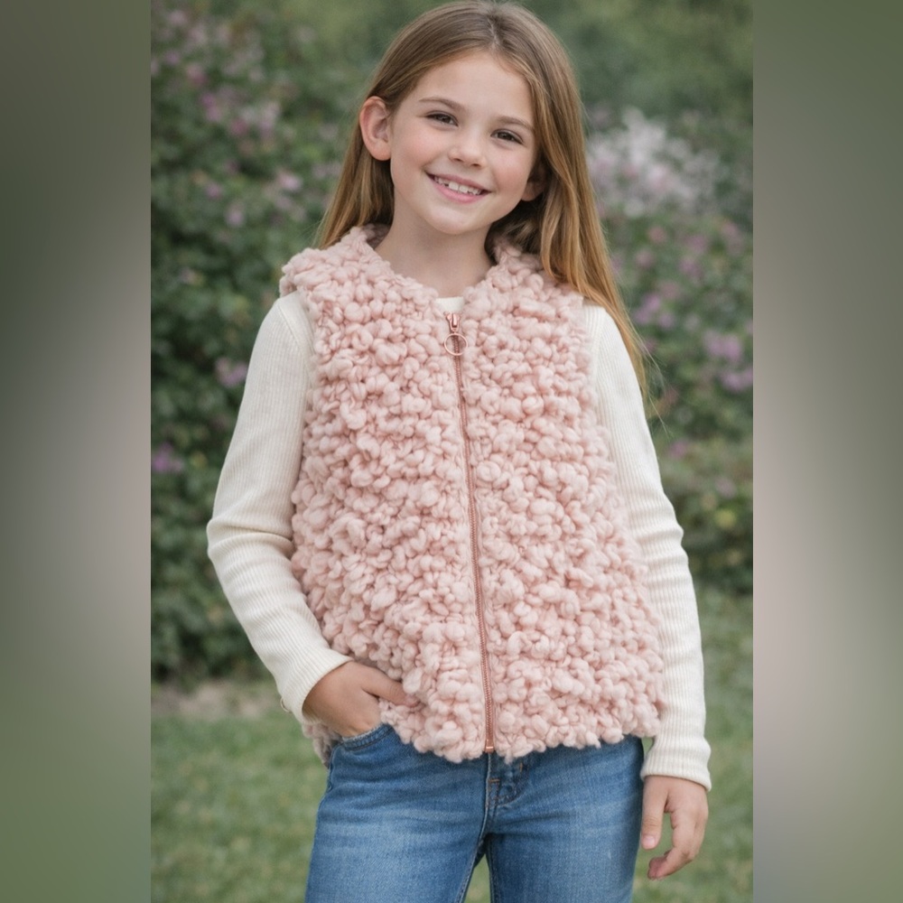 H&M Dusty Pink Textured Wool Vest (Girls 6-8)